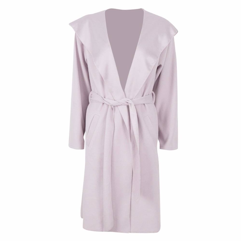 Wide Lapel Coat Tie Front Belt w Pockets Blush - Picture 6 of 8